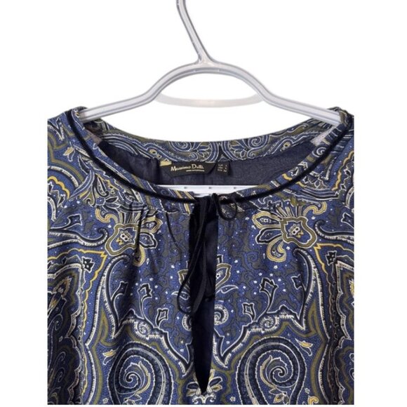 Massimo Dutti blue paisley print tunic mini dress size L - Picture 12 of 14